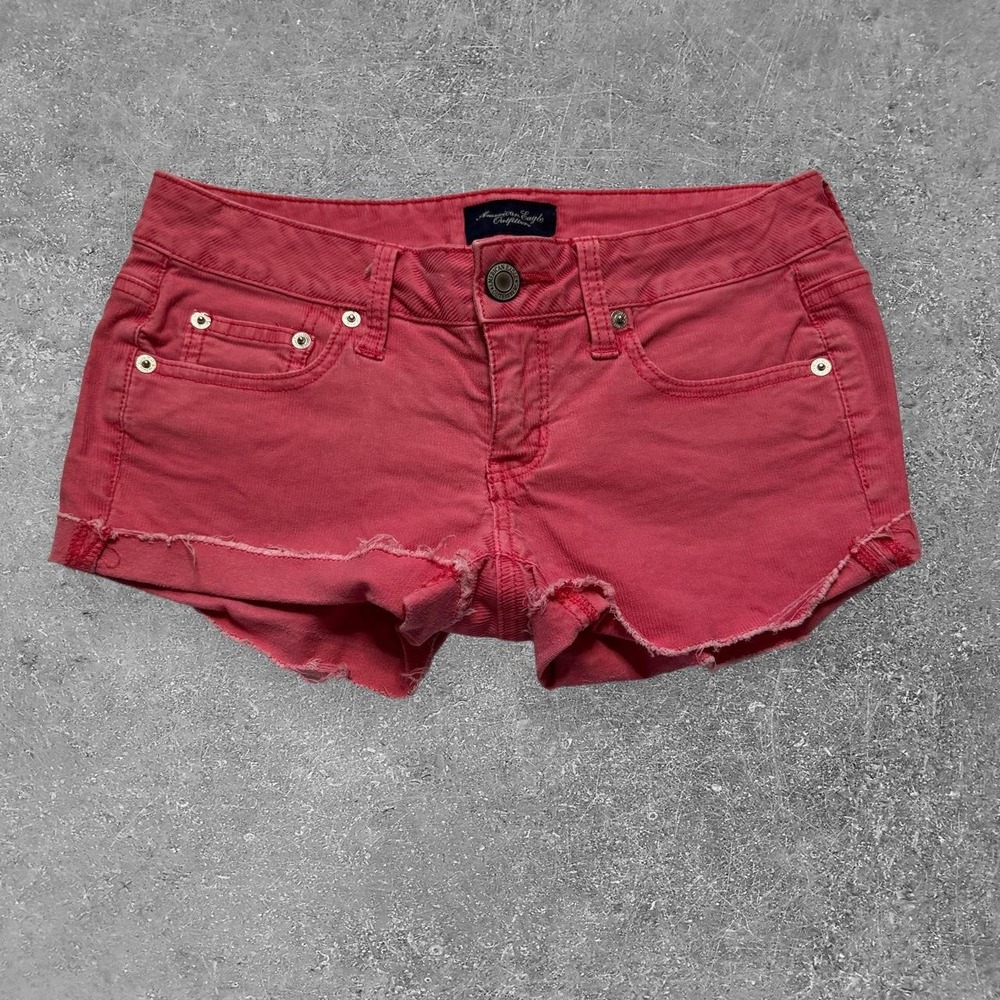 American Eagle Pink Corduroy Cutoff Shorts Womens Size 2 Low Rise Stretch